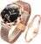 OLEVS Damenuhr Roségold mit Herz Diamant Schwarz Weiße Gesicht Quarz Armbanduhr …